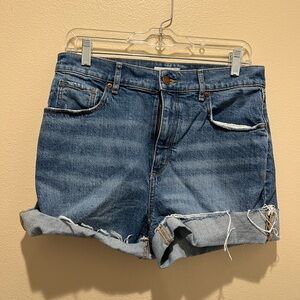 LOFT Medium Wash Denim Roll-Cuff Shorts